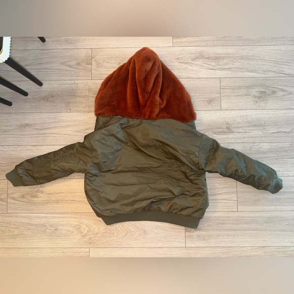 Reversible Olive Green and Rust Orange Bomber Jacket - Picture 2 of 2